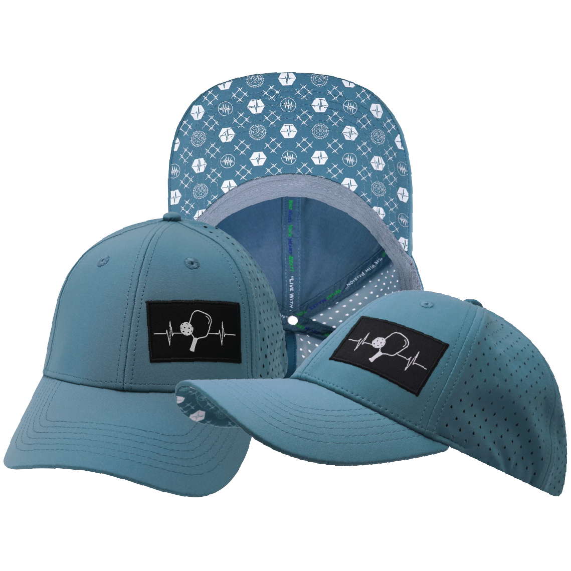 Pickleball - 6 Panel - Shallow Fit - Pony Tail - Light Blue - Laser Mesh (Unisex)