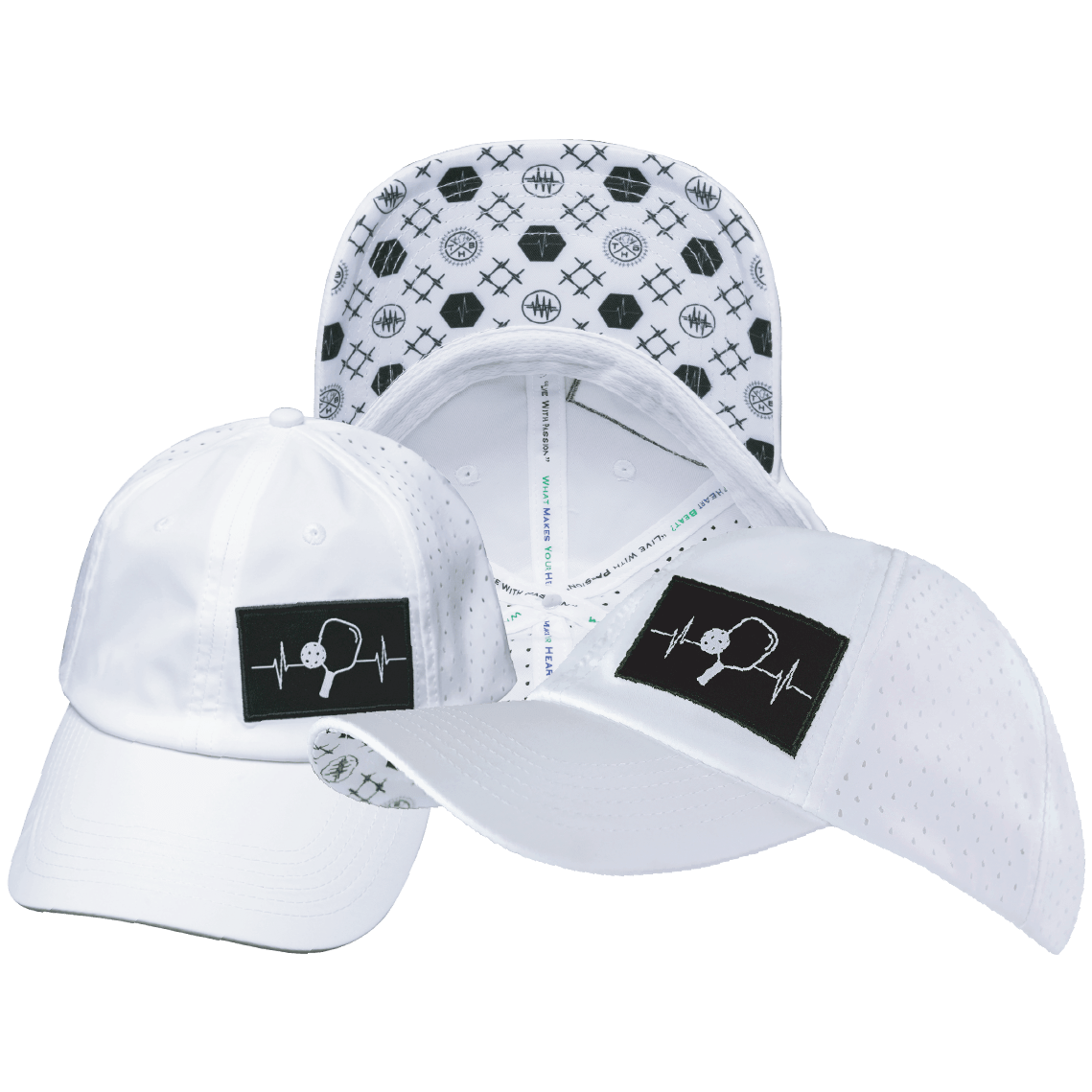 Pickleball Hat — Dad Hat, White, Laser Mesh
