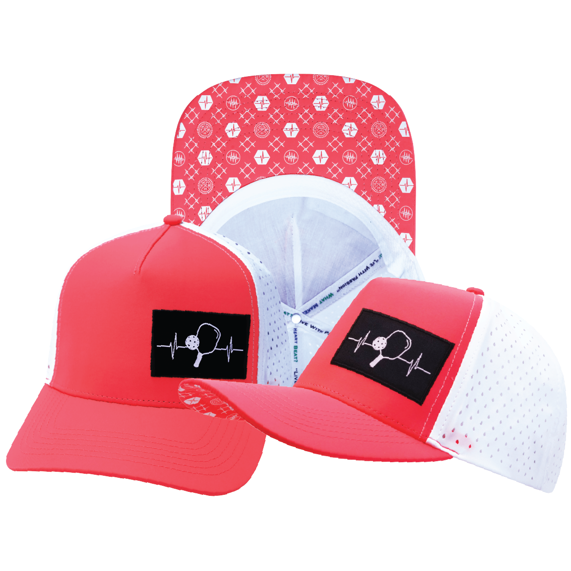 Pickleball - 5 Panel - Structured - Neon Peach / White - Laser Mesh (Unisex)