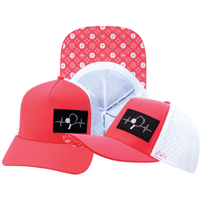 Pickleball - 5 Panel - Structured - Neon Peach / White - Laser Mesh (Unisex)