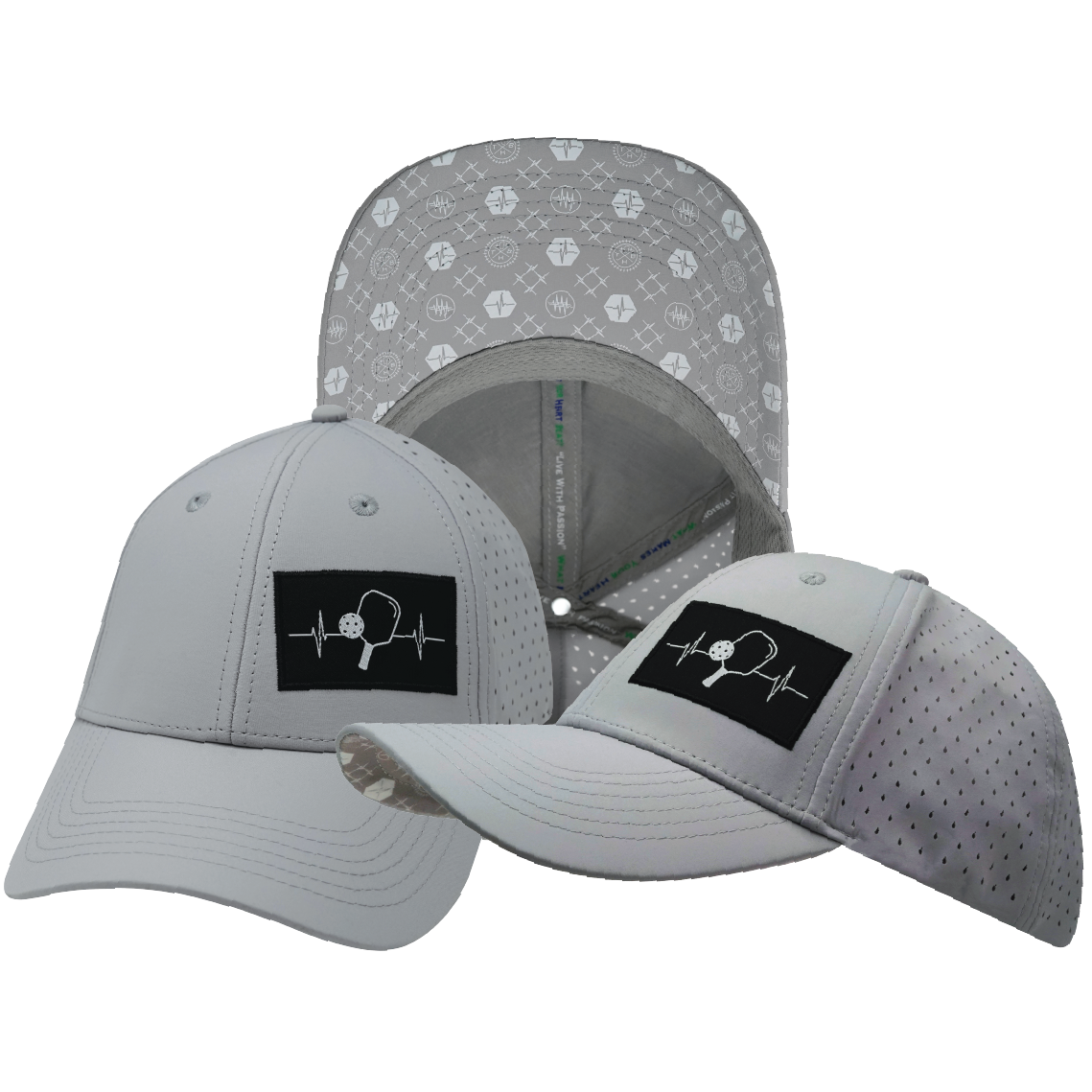 Pickleball - 6 Panel - Shallow Fit - Pony Tail - Gray - Laser Mesh (Unisex)