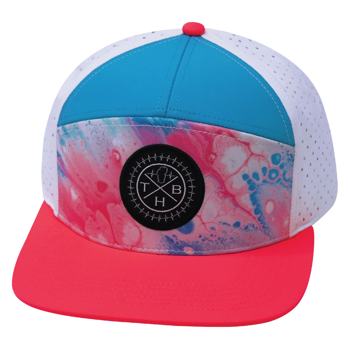 **YOUTH** THB - 7 Panel - Pixi Dust - Neon Peach / Neon Blue / White - Laser Mesh (Unisex)