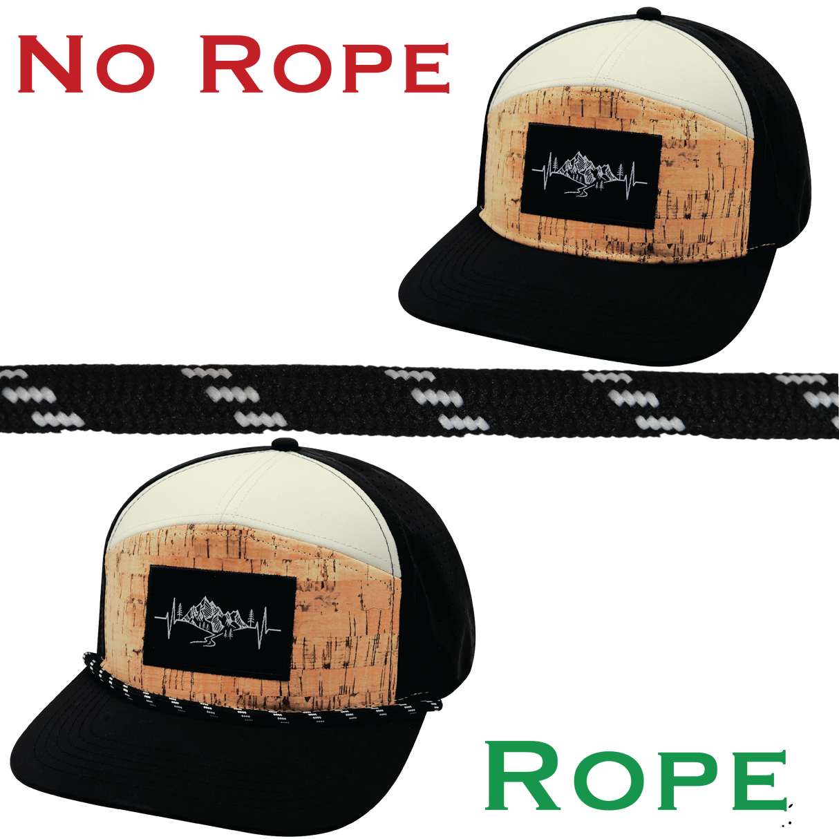 Hat Rope - Black / White - Dash (Case Of 10 Ropes) $30-$3ea