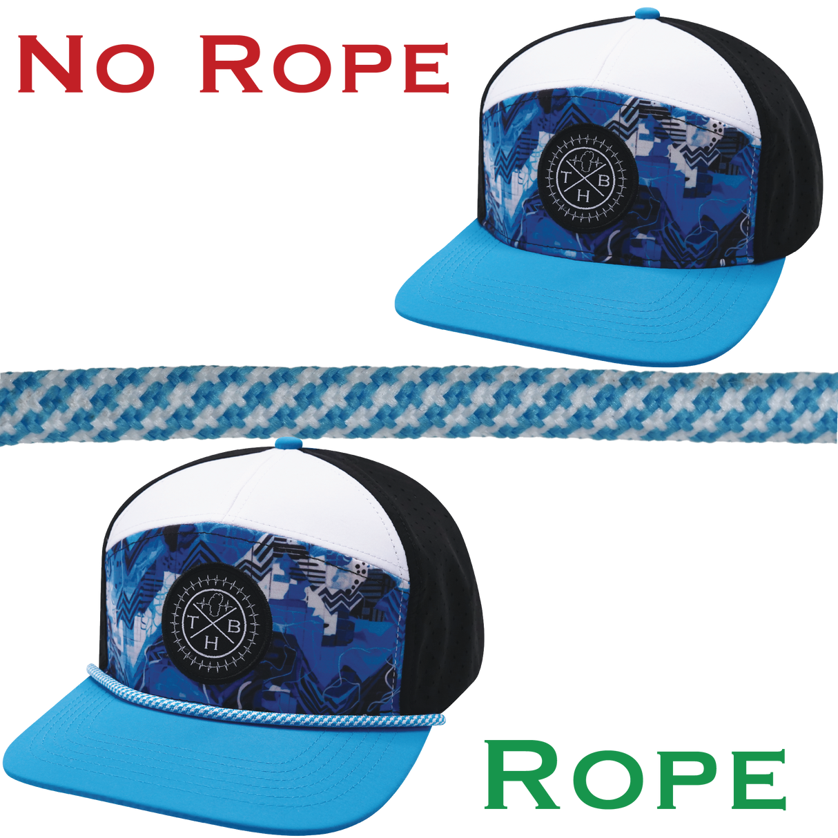 Hat Rope - Neon Blue / White - Pixels (Case Of 10 Ropes) $30-$3ea