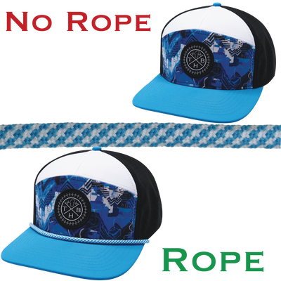 Hat Rope - Neon Blue / White - Pixels (Case Of 10 Ropes) $30-$3ea