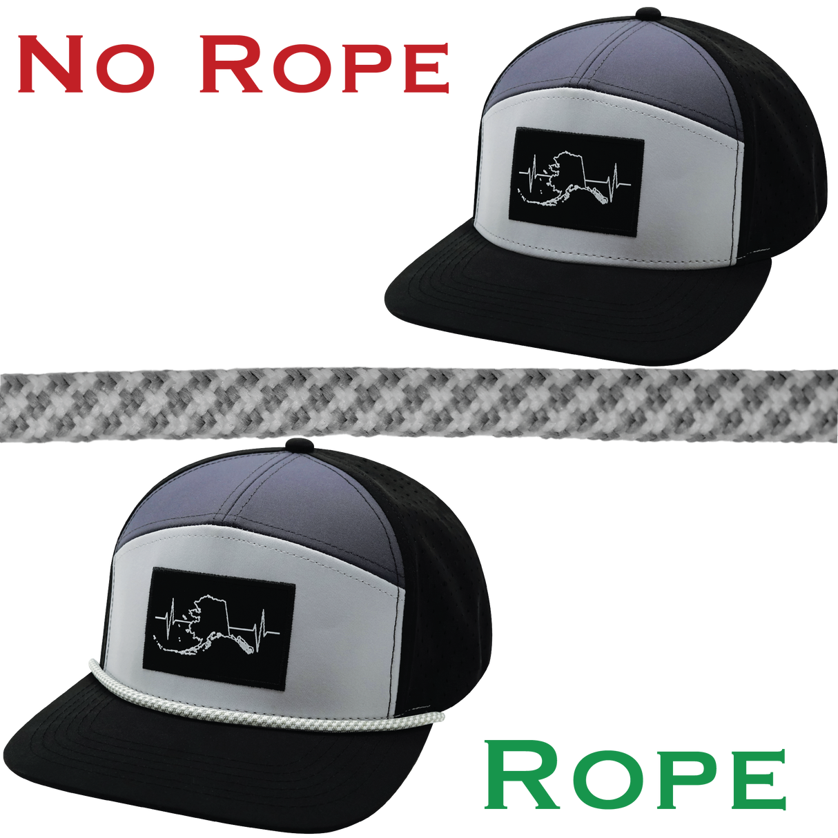 Hat Rope - White / Gray - Pixel (Case Of 10 Ropes) $30-$3ea