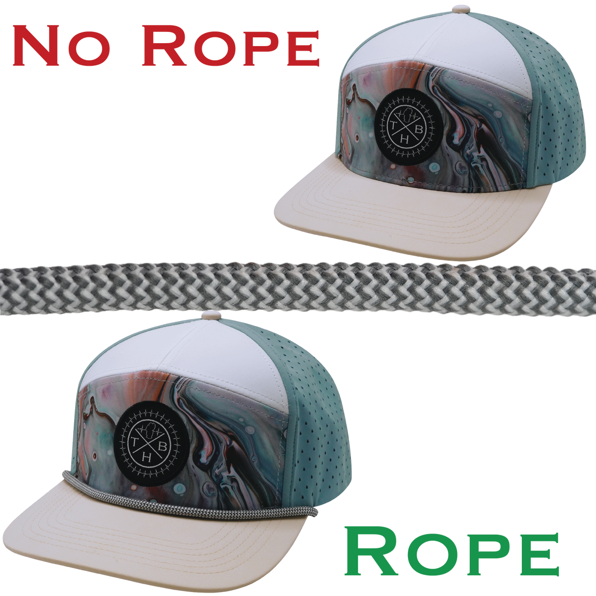 Hat Rope - Charcoal / White - Waves (Case Of 10 Ropes) $30-$3ea