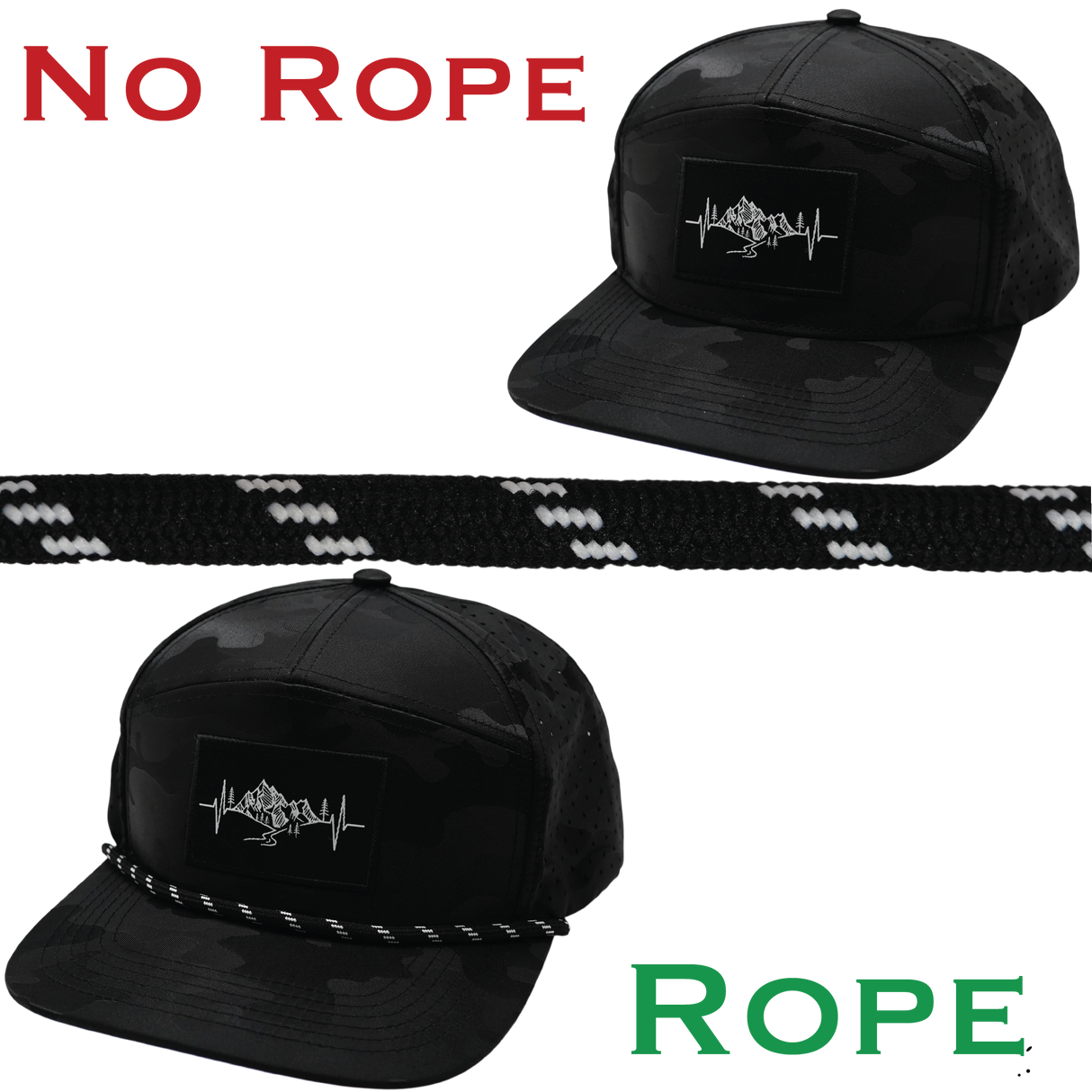 Hat Rope - Black / White - Dash (Case Of 10 Ropes) $30-$3ea