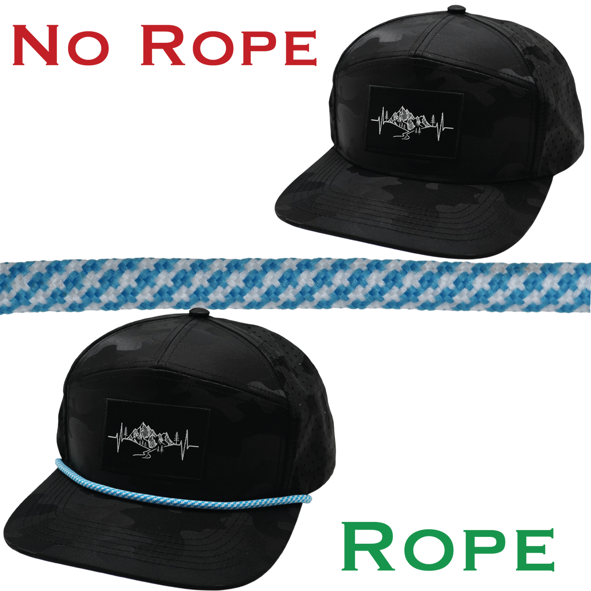 Hat Rope - Neon Blue / White - Pixels (Case Of 10 Ropes) $30-$3ea
