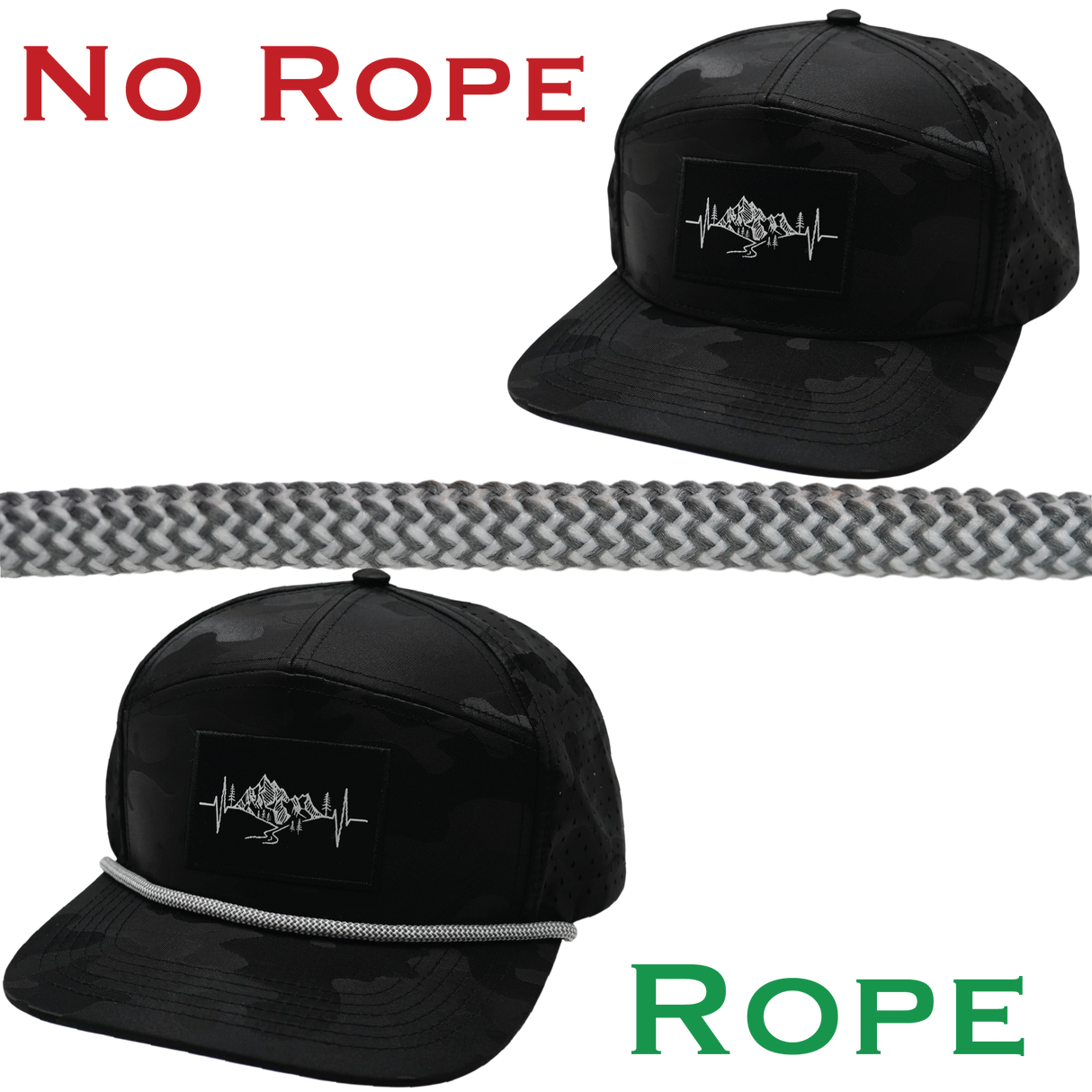 Hat Rope - Charcoal / White - Waves (Case Of 10 Ropes) $30-$3ea