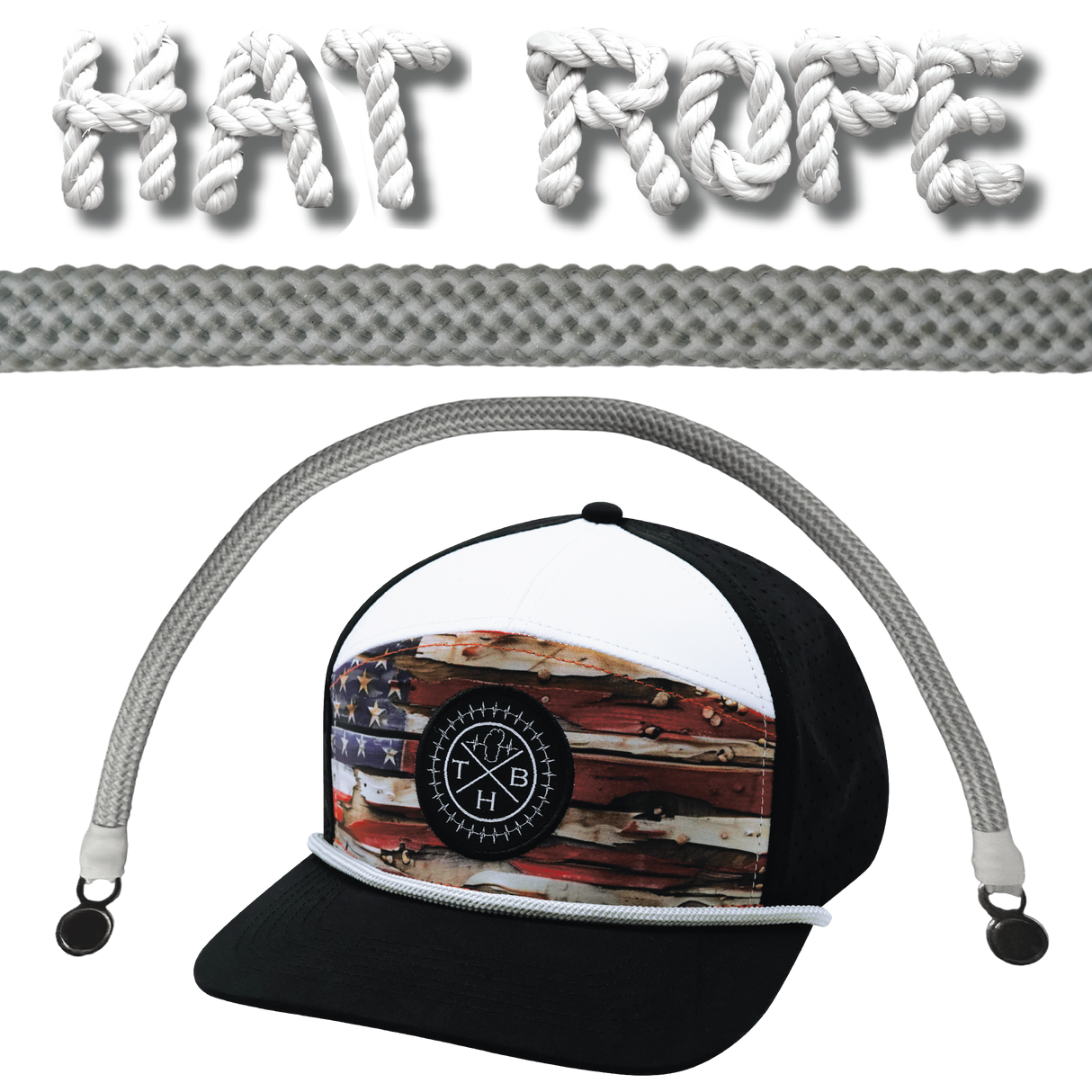 Hat Rope - Gray / White - Waves (Case Of 10 Ropes) $30-$3ea