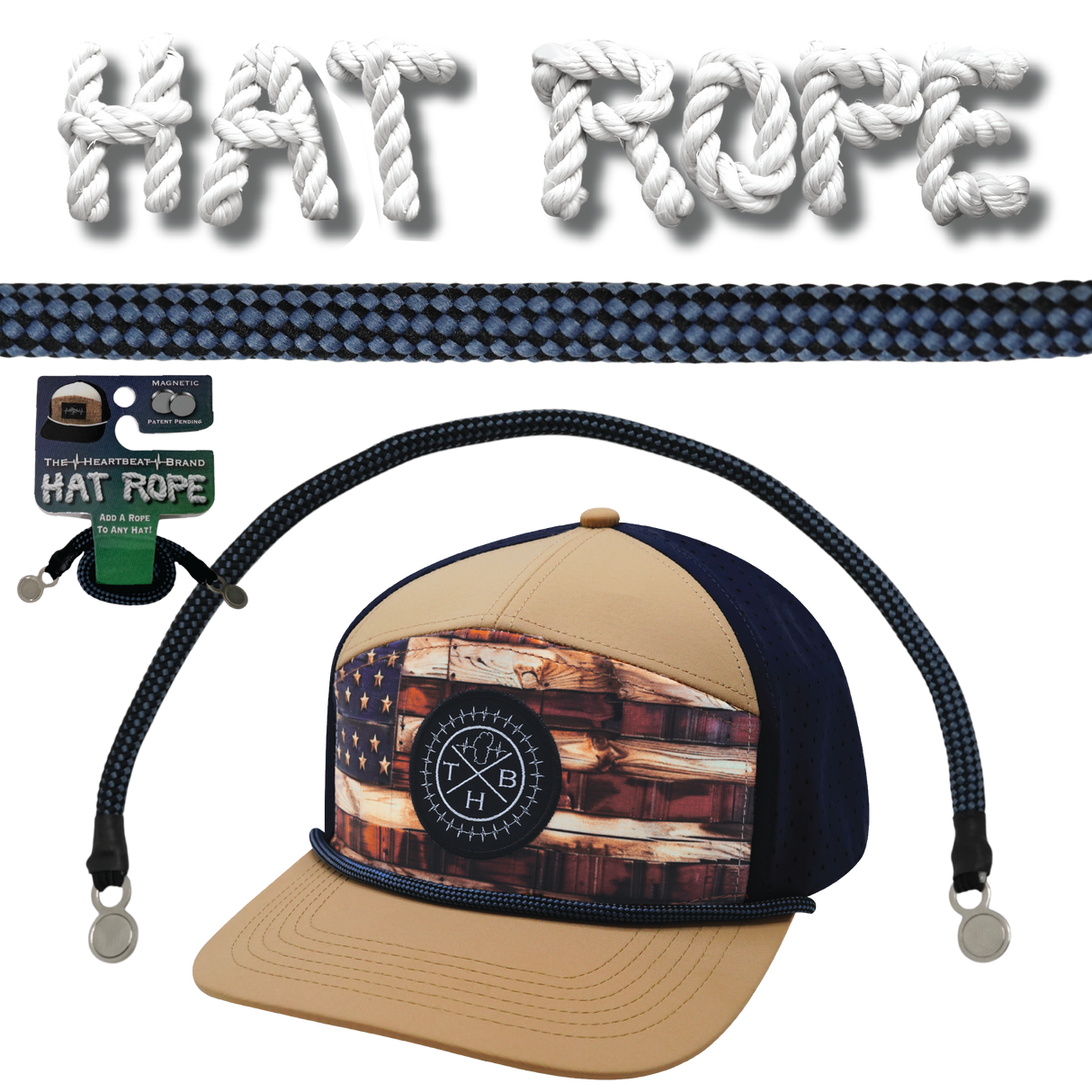 Hat Rope - Black / Blue - Checkered (Case Of 10 Ropes) $30-$3ea
