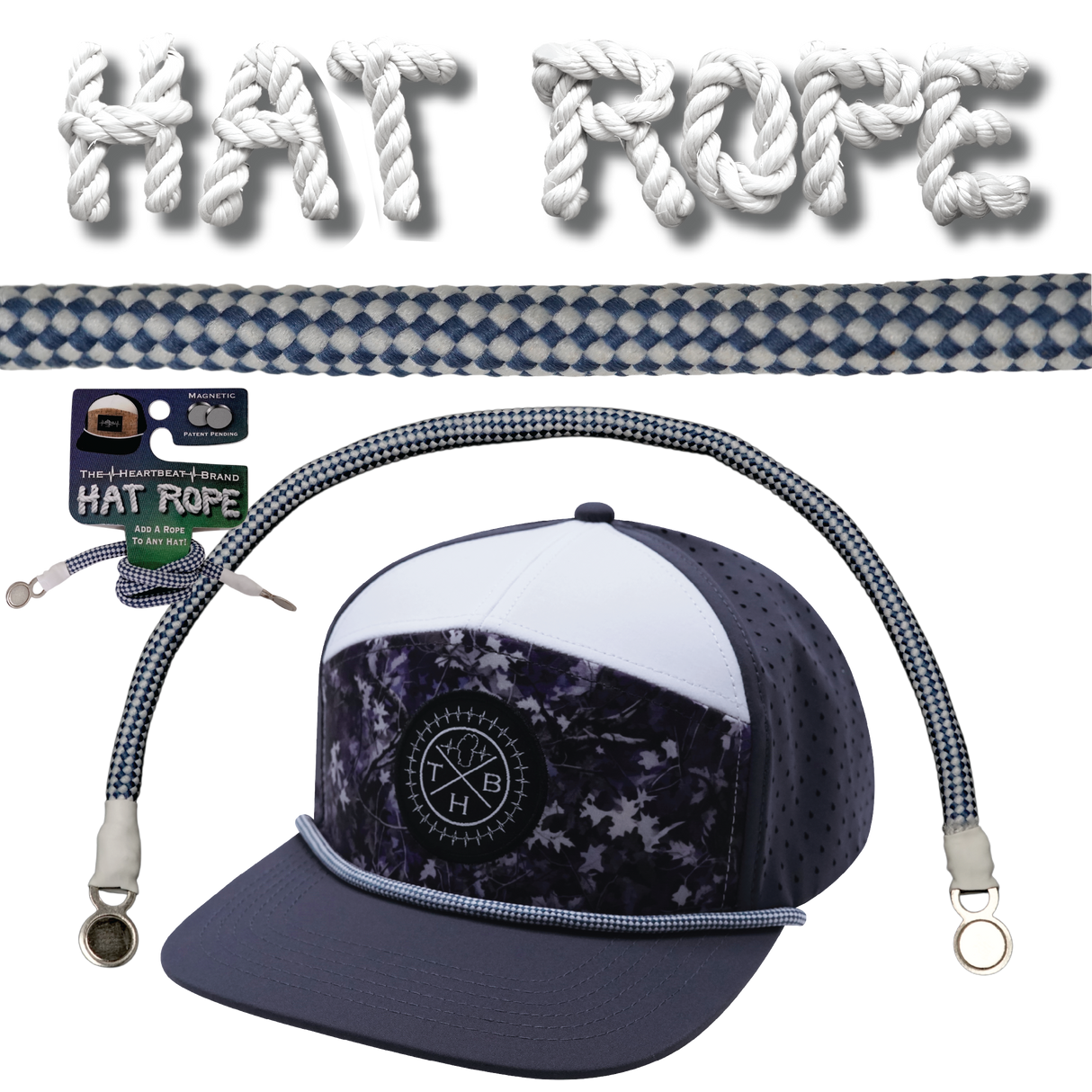 Hat Rope - White / Blue - Checkered (Case Of 10 Ropes) $30-$3ea