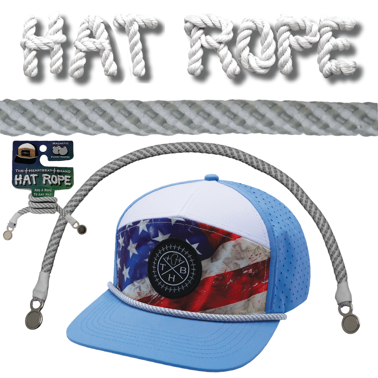 Hat Rope - Gray / White - Spiral (Case Of 10 Ropes) $30-$3ea