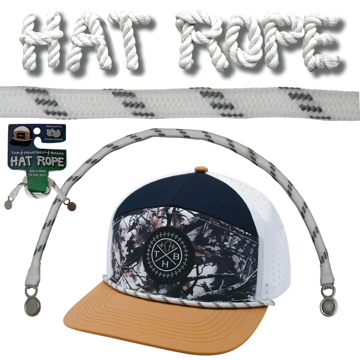 Hat Rope - White / Gray - Dash (Case Of 10 Ropes) $30-$3ea