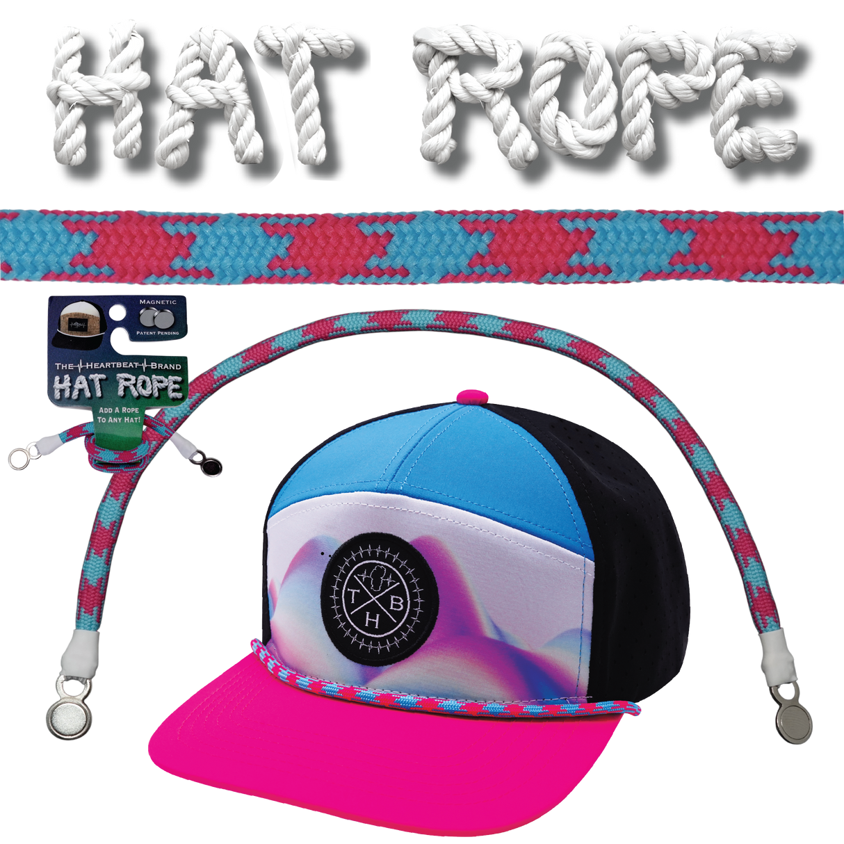 Hat Rope - Neon Blue / Neon Pink  - Aztec (Case of 10 Ropes) $30-$3ea