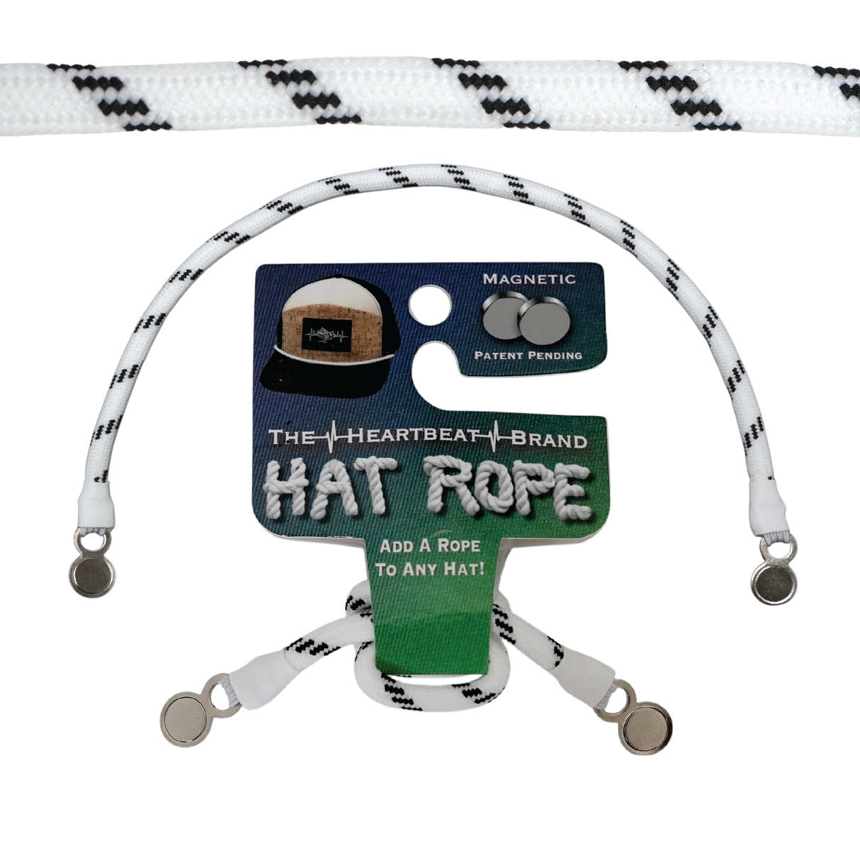 Hat Rope - White / Black - Dash (Case Of 10 Ropes) $30-$3ea