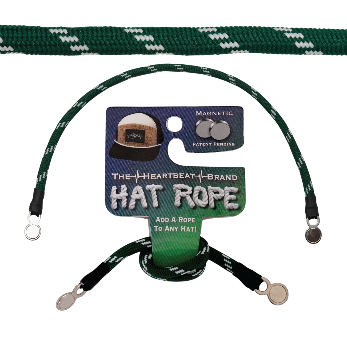 Hat Rope - Green / White - Dash (Case Of 10 Ropes) $30-$3ea
