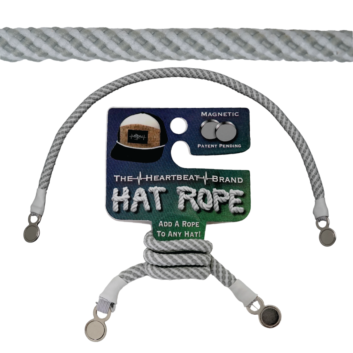 Hat Rope - Gray / White - Spiral (Case Of 10 Ropes) $30-$3ea
