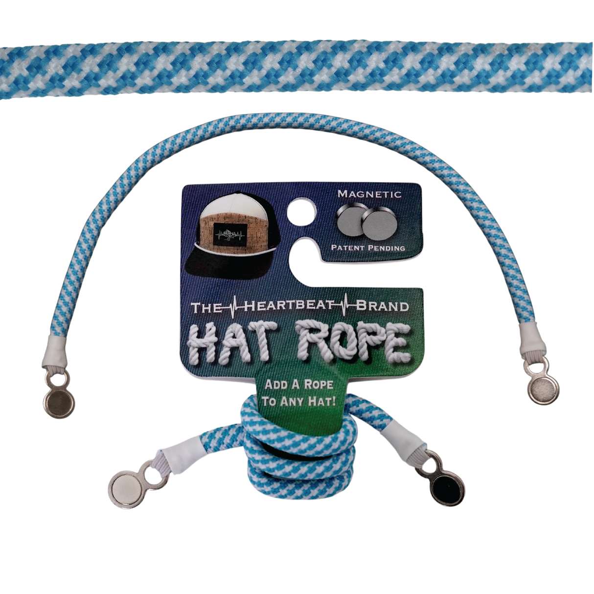 Hat Rope - Neon Blue / White - Pixels (Case Of 10 Ropes) $30-$3ea