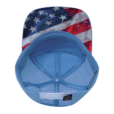 THB - 7 Panel - Rugged Flag - Baby Blue / White - Laser Mesh (Unisex)