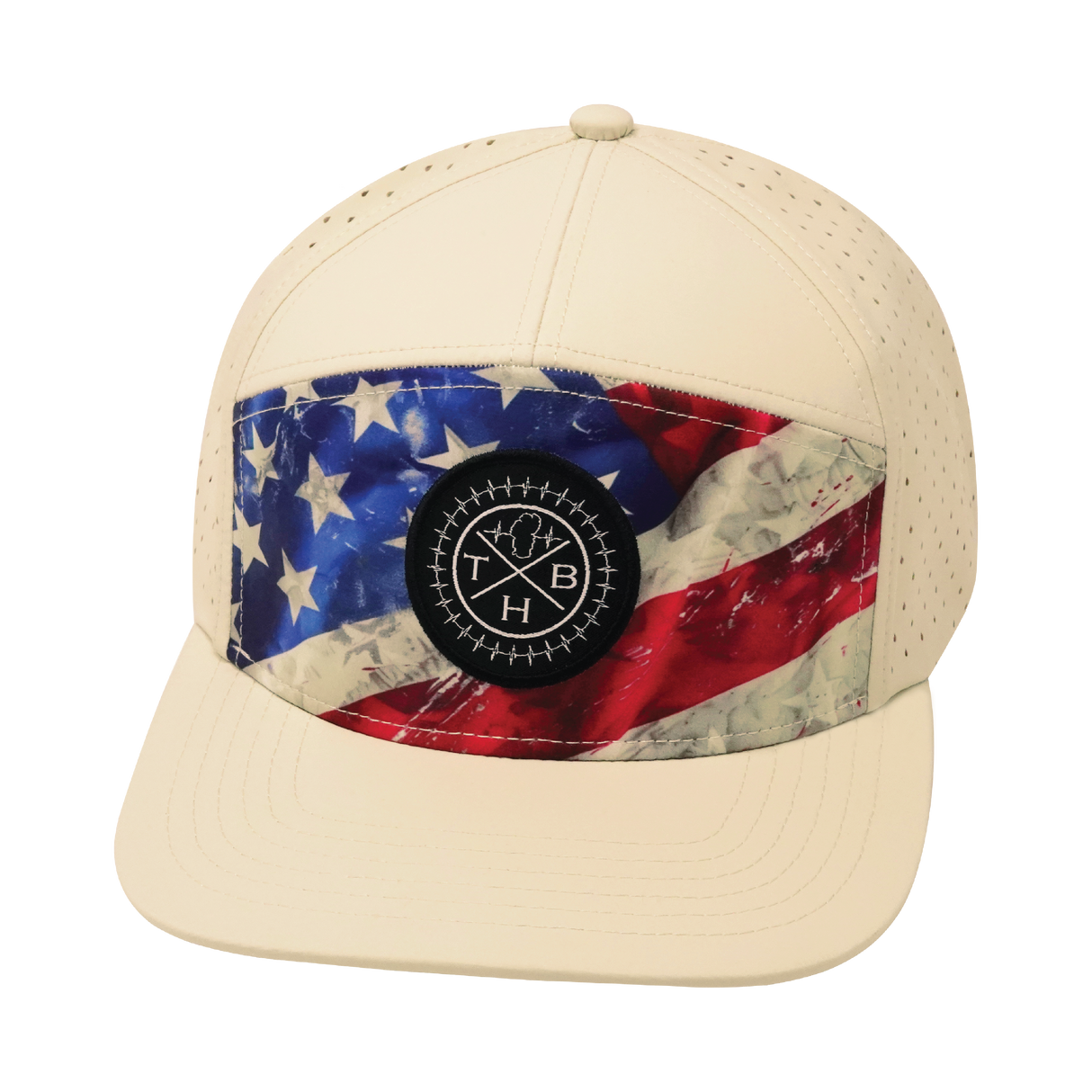 THB - 7 Panel - Rugged Flag - Cream - Laser Mesh (Unisex)