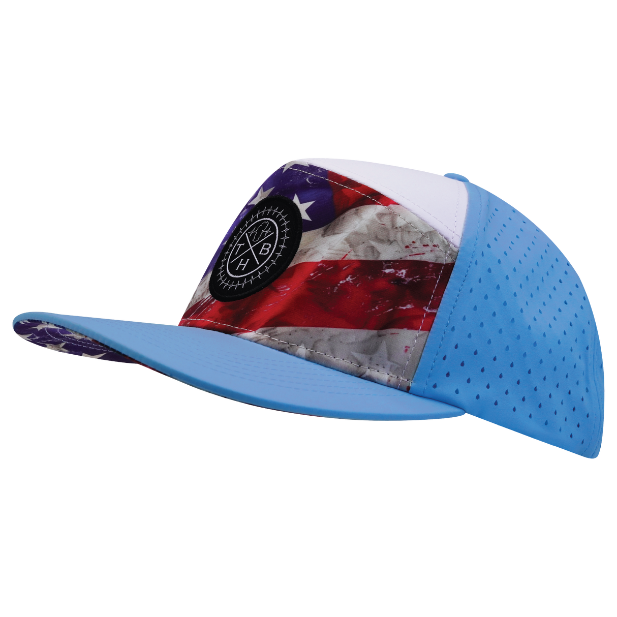THB - 7 Panel - Rugged Flag - Baby Blue / White - Laser Mesh (Unisex)