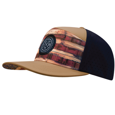 THB - 7 Panel - Stained Flag - Light Tan / Navy - Laser Mesh (Unisex)