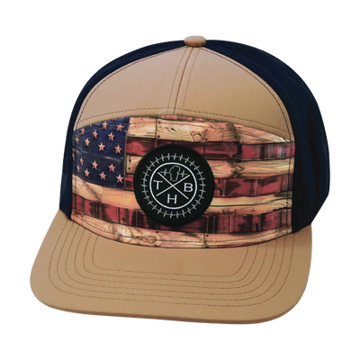 THB - 7 Panel - Stained Flag - Light Tan / Navy - Laser Mesh (Unisex)