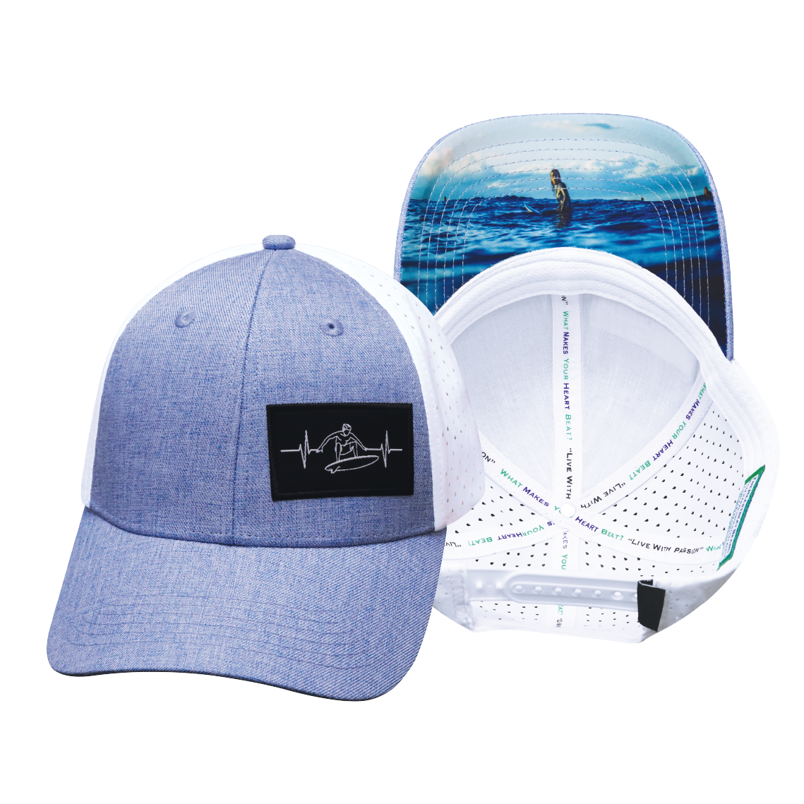 Surf - 6 Panel - Shallow Fit - Light Blue / White - Laser Mesh (Unisex)