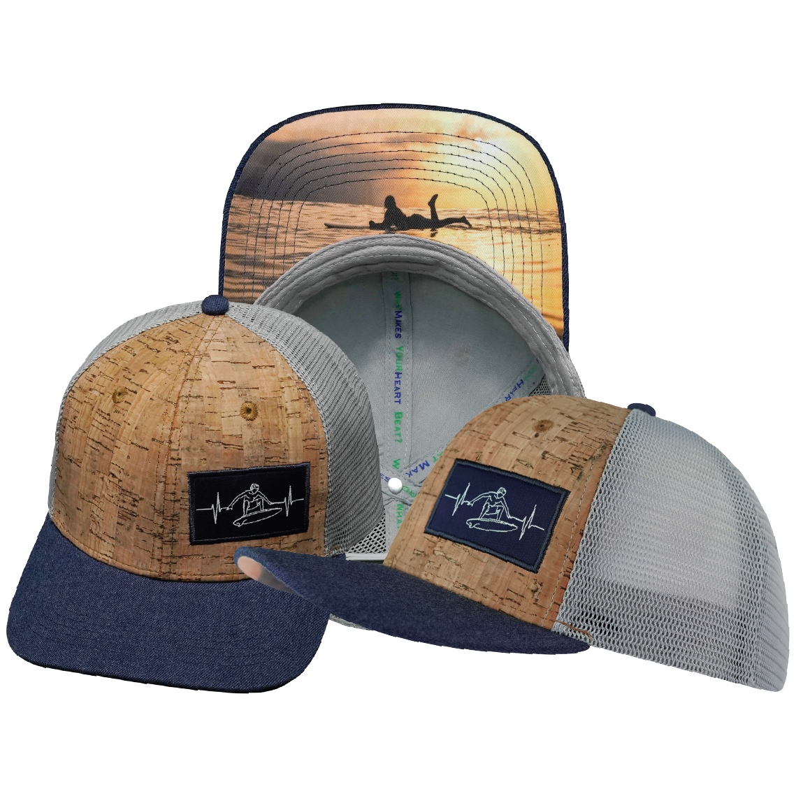 Surf - 6 Panel - Cork - Heather Navy / Gray - Trucker Mesh (Unisex)