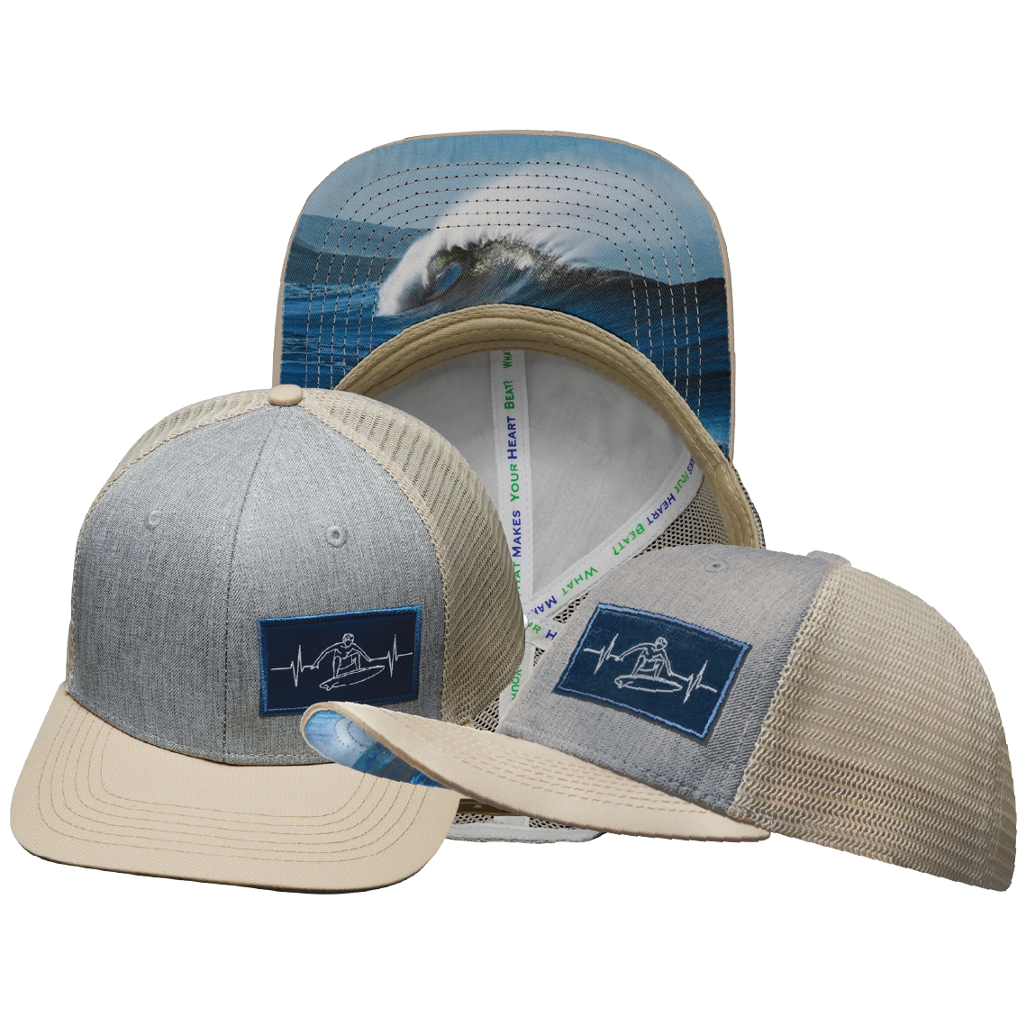 Surf - 6 Panel - Cream / Gray - Trucker Mesh (Unisex)