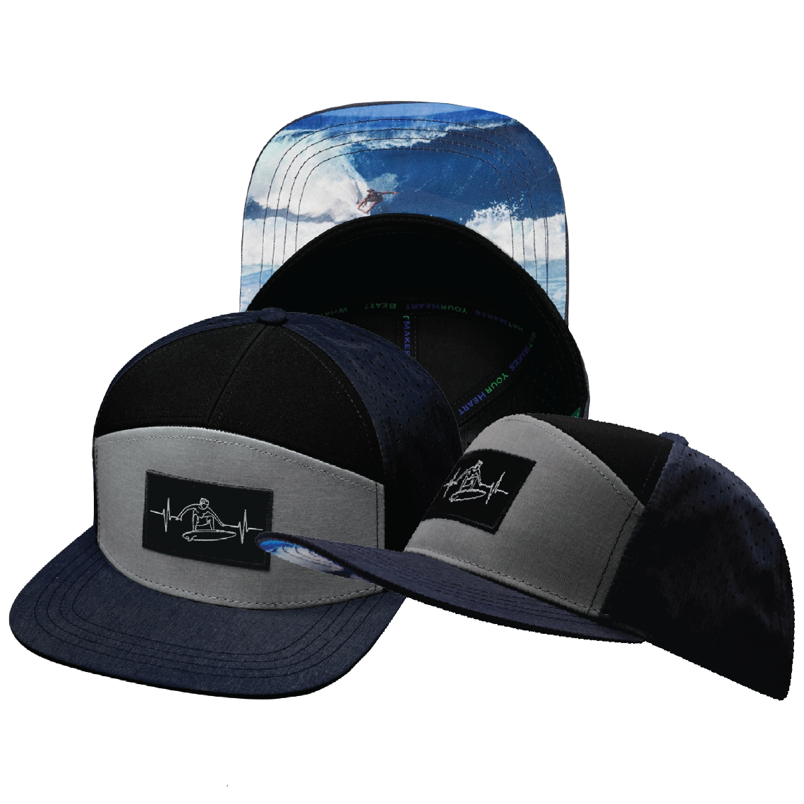 Surf - 7 Panel - Navy / Gray / Black - Laser Mesh (Unisex)
