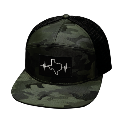 Texas - 7 Panel - Green Camo / Black - Jersey Mesh (Unisex)