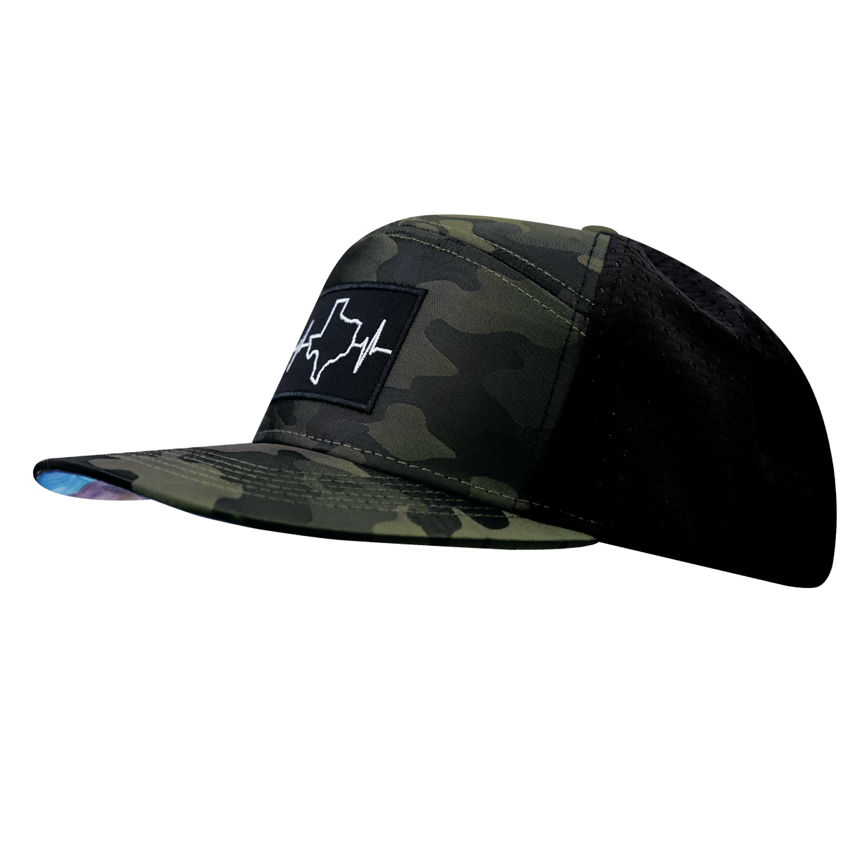 Texas - 7 Panel - Green Camo / Black - Jersey Mesh (Unisex)