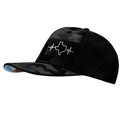 Texas - 6 Panel - Black Camo / Black - Trucker Mesh (Unisex)