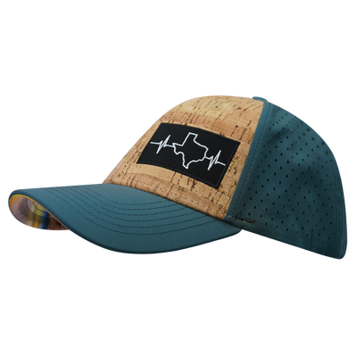 Texas - 6 Panel - Shallow Fit - Cork - Teal - Laser Mesh (Unisex)