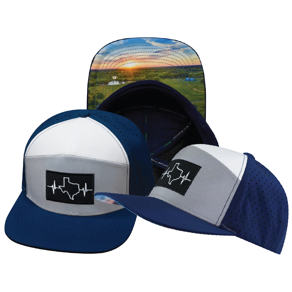 Texas - 7 Panel - Navy / Gray / White - Laser Mesh (Unisex)