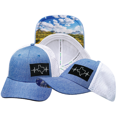 Texas - 6 Panel - Shallow Fit - Pony Tail - Light Blue / White - Laser Mesh (Unisex)