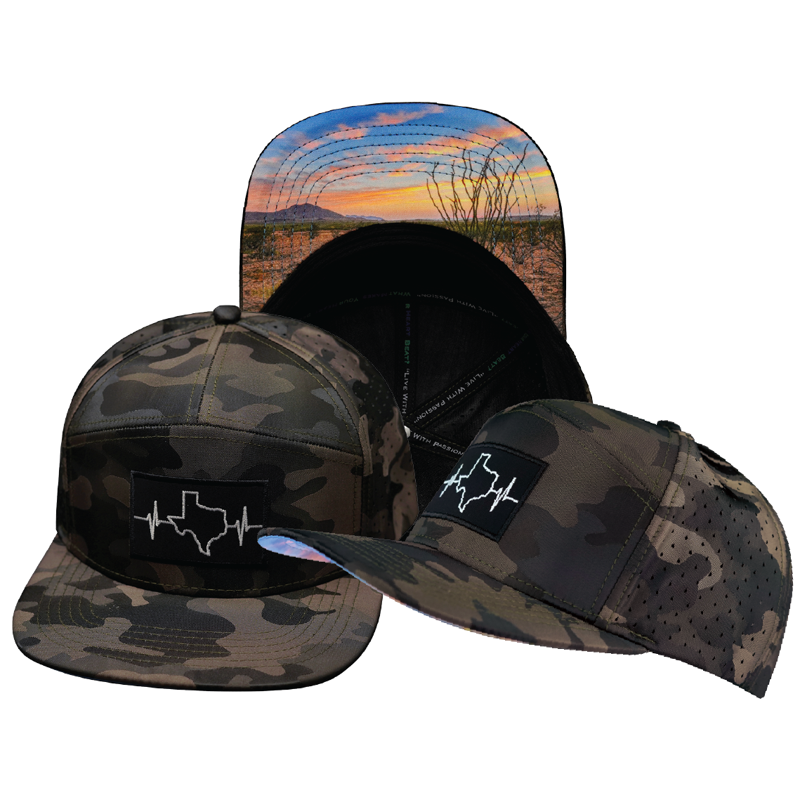 Texas - 7 Panel - Tan Camo - Laser Mesh (Unisex)