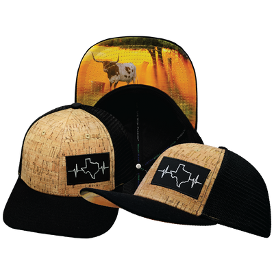 Texas - 6 Panel - Cork - Black - Trucker Mesh (Unisex)