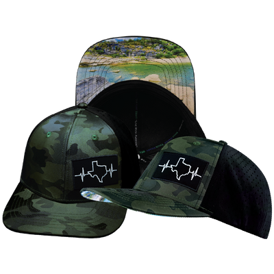 Texas - 6 Panel - Green Camo / Black - Laser Mesh (Unisex)