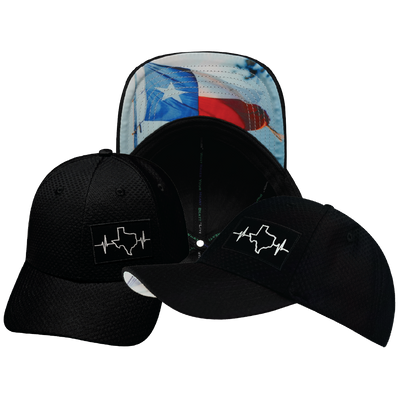 Texas - 6 Panel - AirMesh - Athletic Fit - Black - Fabric Back (Unisex)