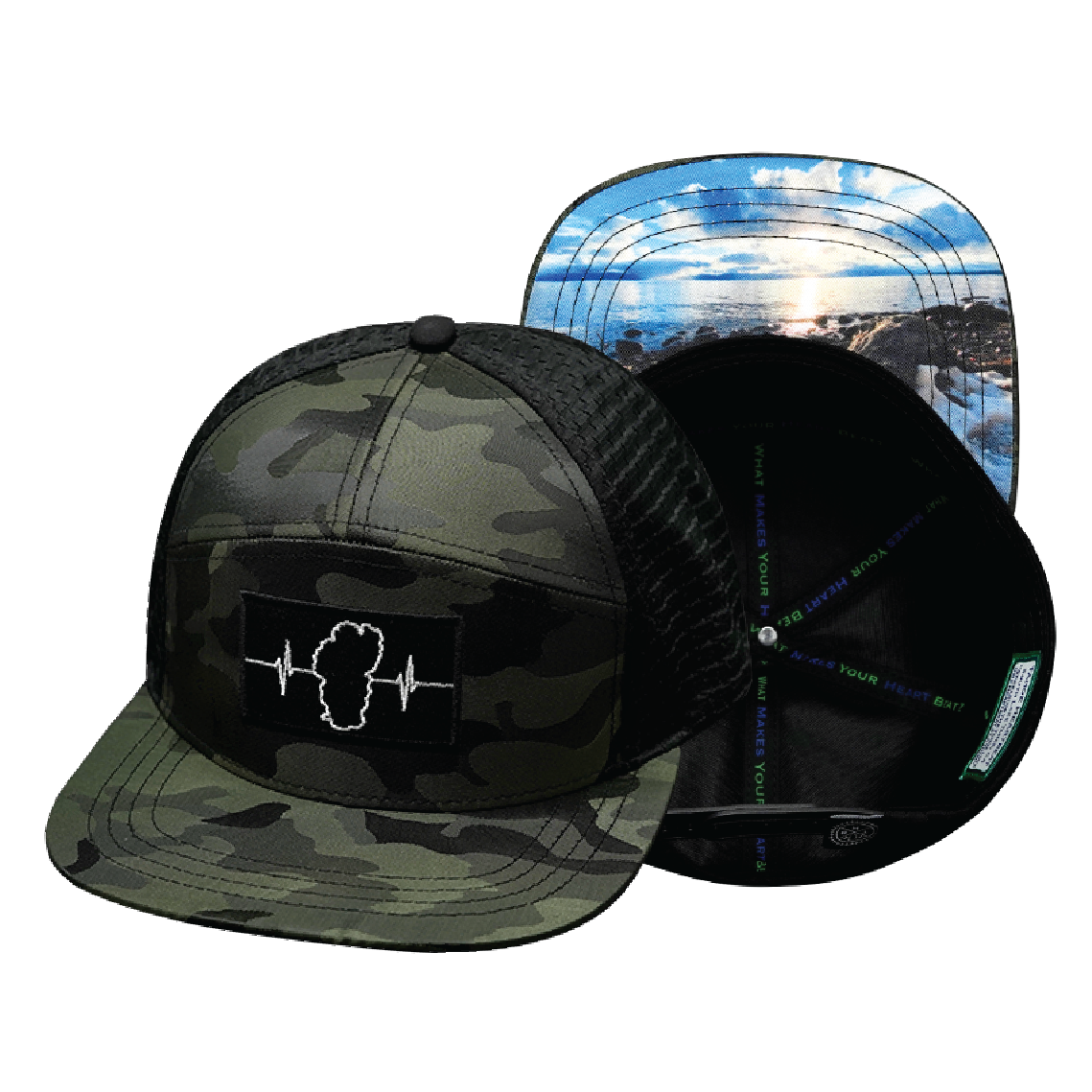 Tahoe - 7 Panel - Green Camo / Black - Jersey Mesh (Unisex)
