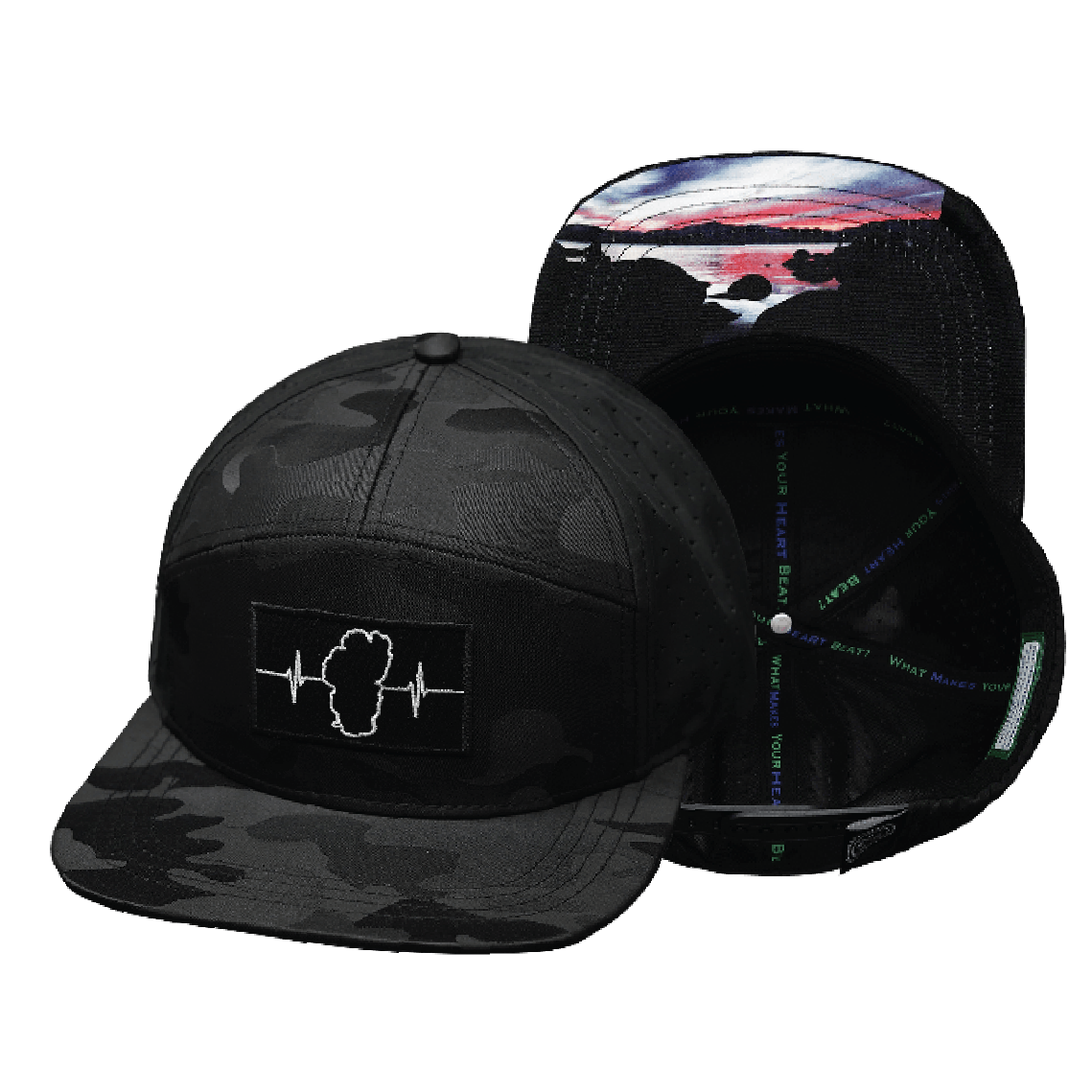 Tahoe - 7 Panel - Black Camo / Black - Laser Mesh (Unisex)