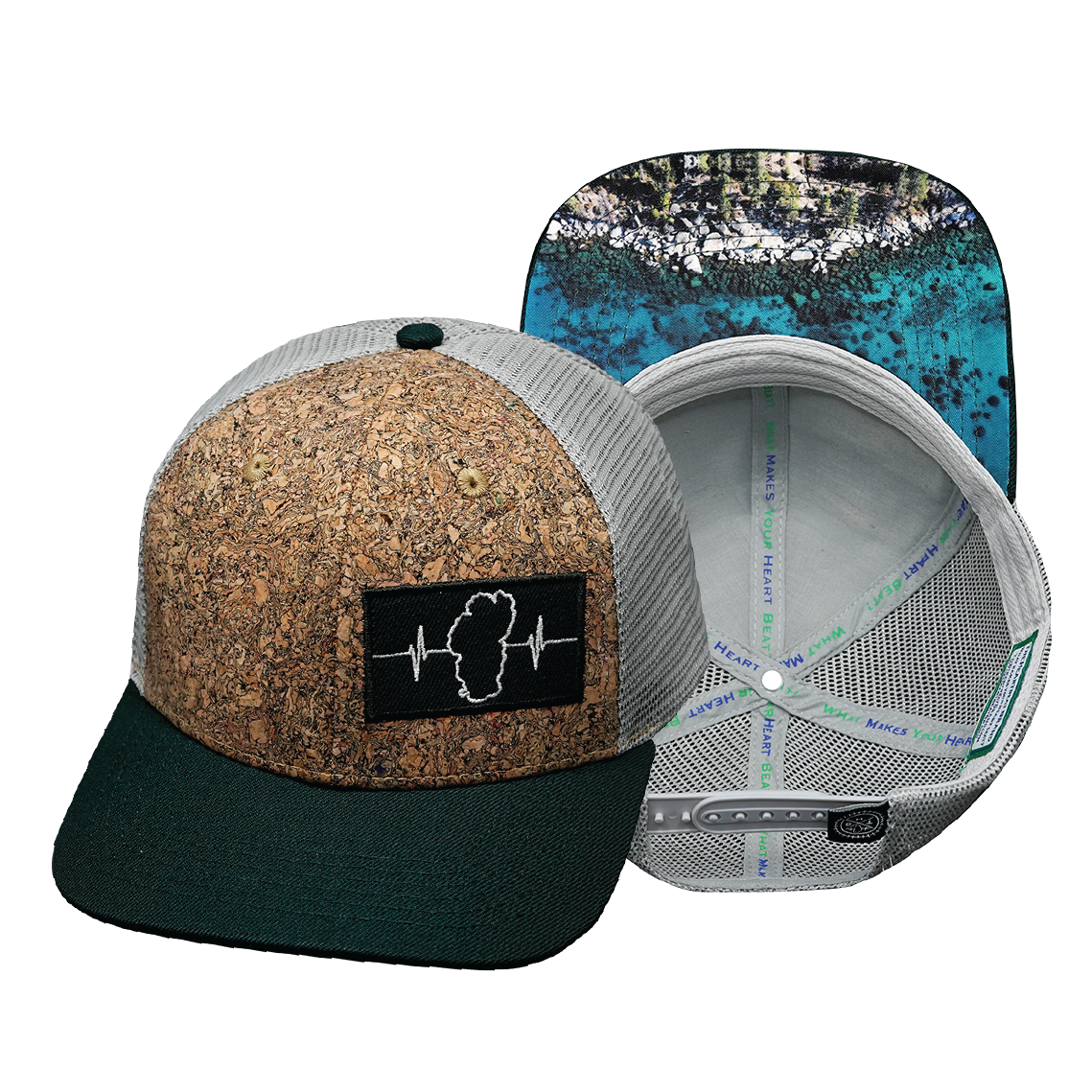 **YOUTH** Tahoe - 6 Panel - Cork - Green / Gray - Trucker Mesh (Unisex)