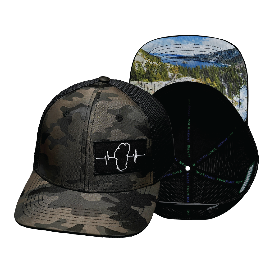 Tahoe - 6 Panel - Tan Camo / Black - Trucker Mesh (Unisex)