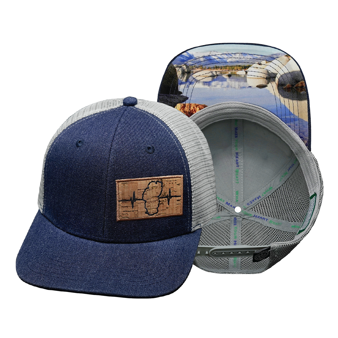 Tahoe - 6 Panel - Heather Navy / Gray - Trucker Mesh (Unisex)