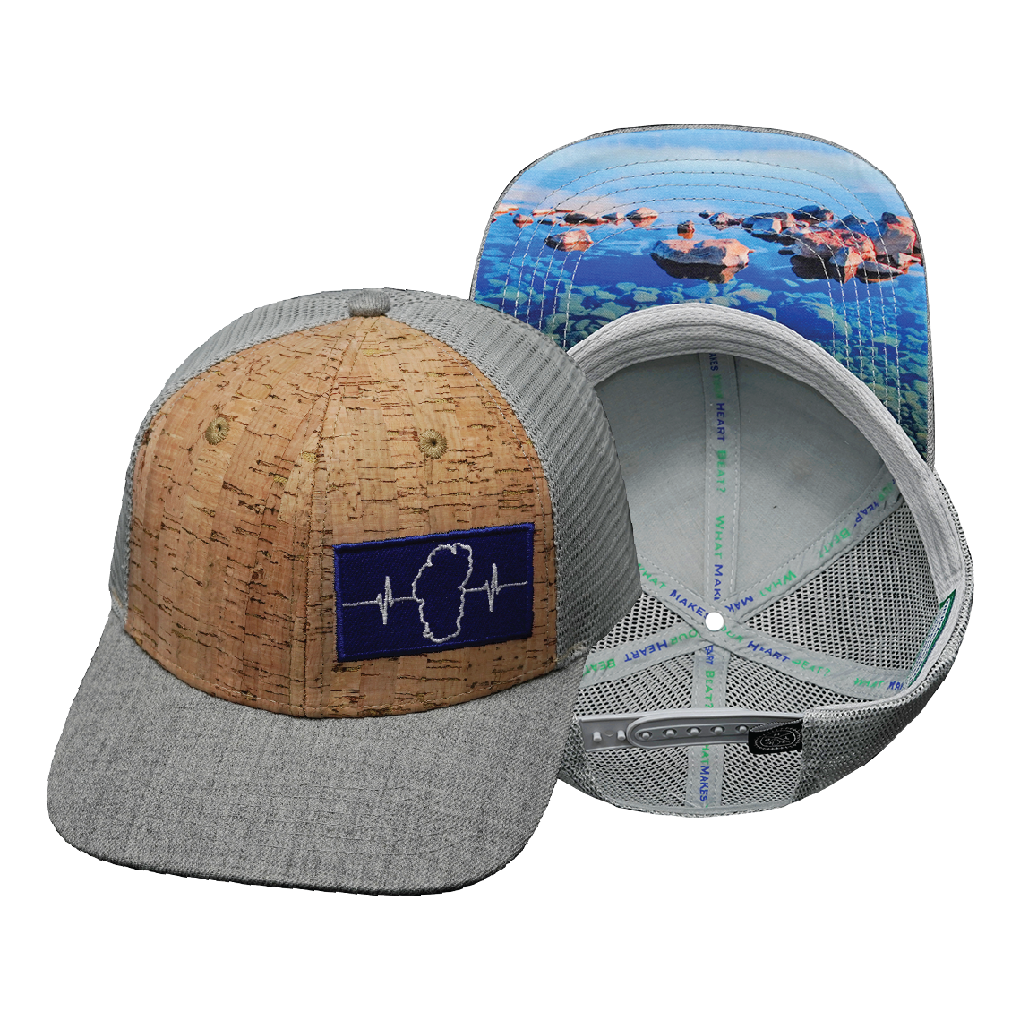 **YOUTH** Tahoe - 6 Panel - Cork - Heather Gray / Gray - Trucker Mesh (Unisex)