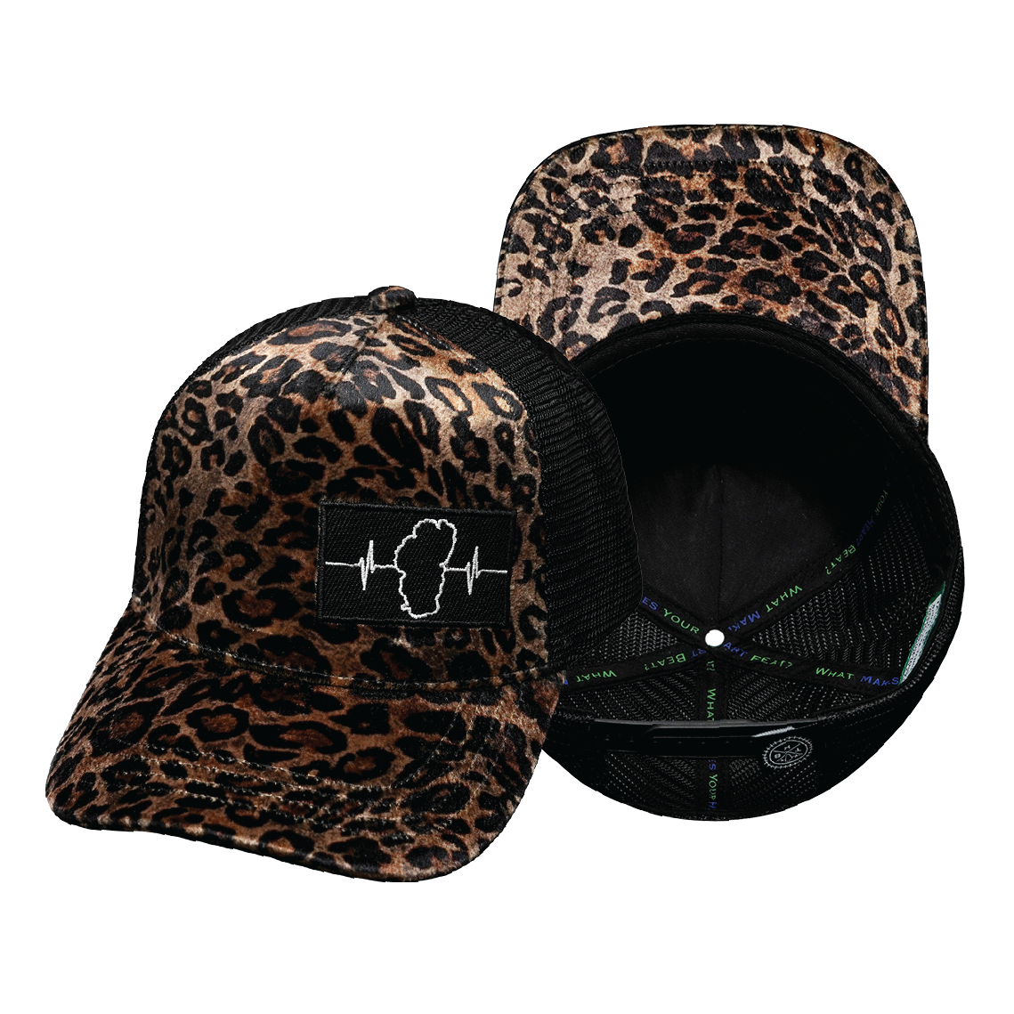 Tahoe - 5 Panel - Velvet - Gold Leopard Print - Trucker Mesh (Unisex)
